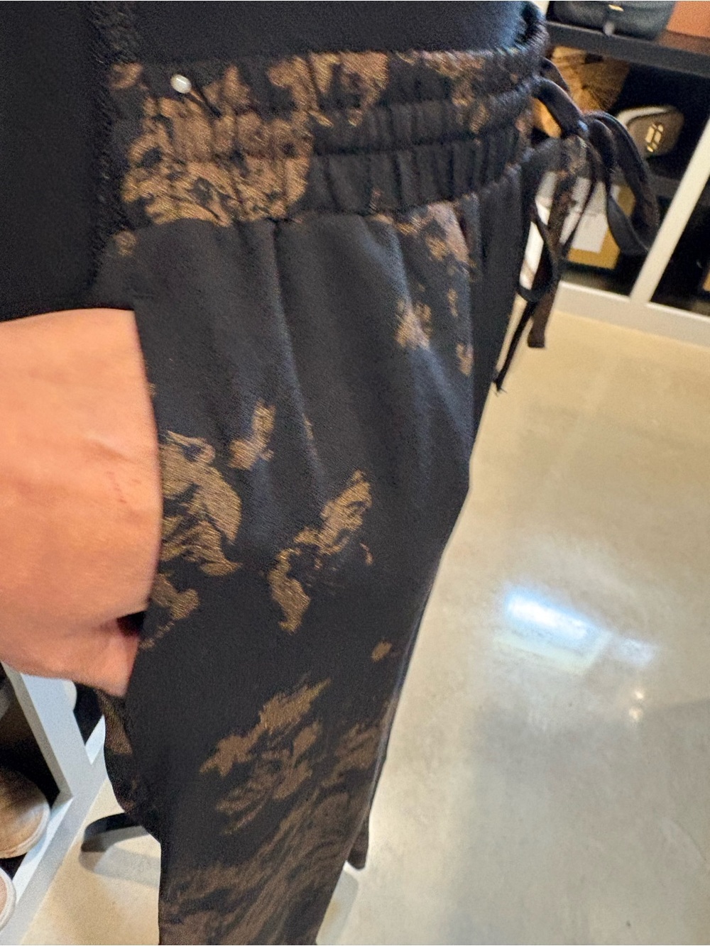 Rafaella Black Pants with Bronze Floral Accent - Picture 4 of 11